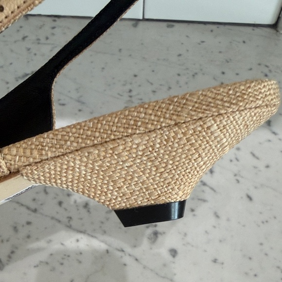 Larroude Gold Pointed Slingback Flats with Black Buckle - Picture 4 of 7